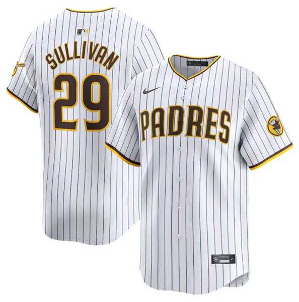 Men%27s San Diego Padres #29 Brett Sullivan White 2024 Home Limited Baseball Stitched Jersey Dzhi->san diego padres->MLB Jersey